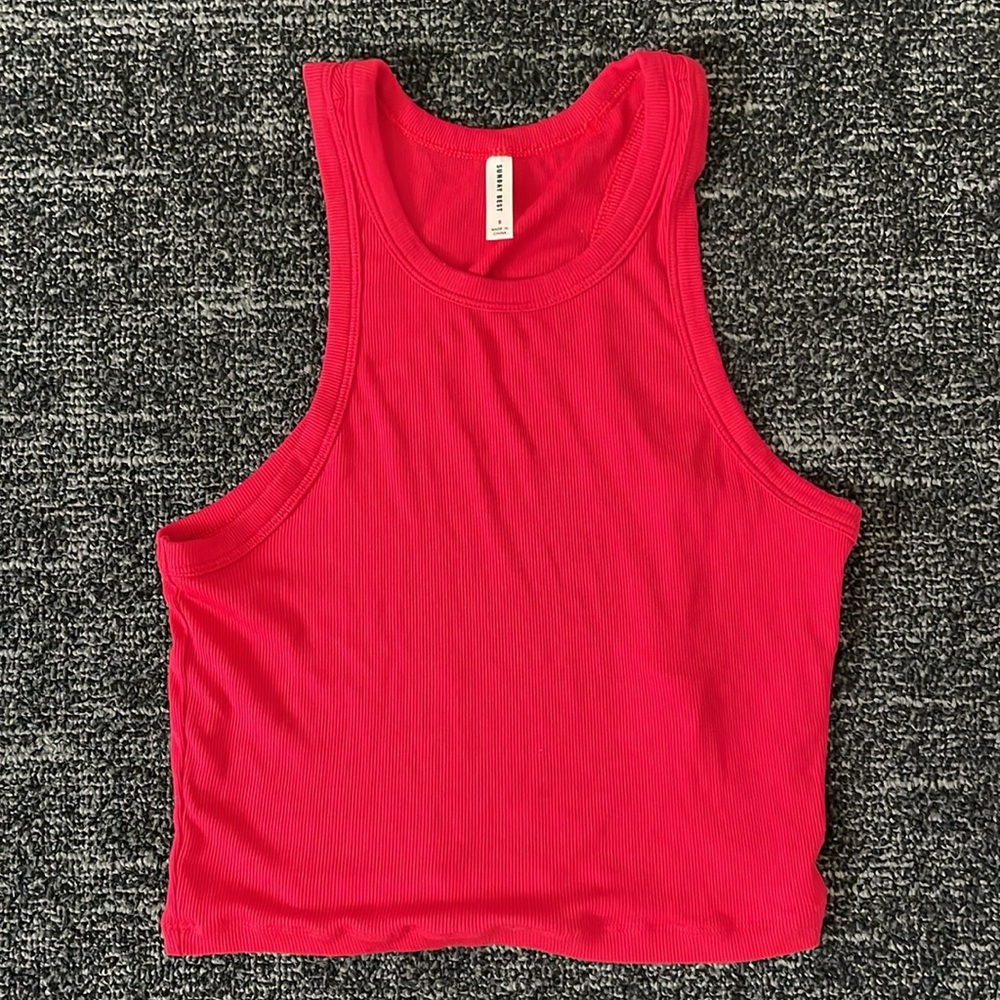 Sunday Best Red Ribbed Tank Top